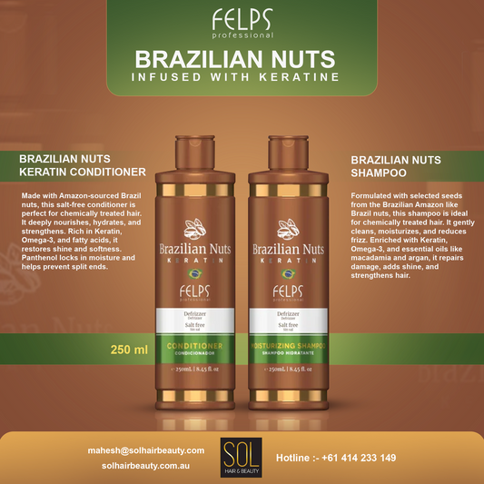 BRAZILIAN NUTS INFUSED WITH KERATINE  SHAMPOO AND CONDITIONER  DUO PACK 250 ml