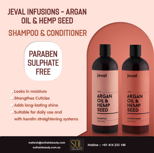 Jeval Infusions - Argan Oil & Hemp Seed Shampoo & Conditioner Duo Pack -  473ml
